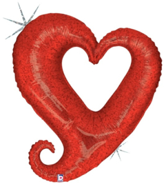 Folieballon chain of hearts red - 94 cm