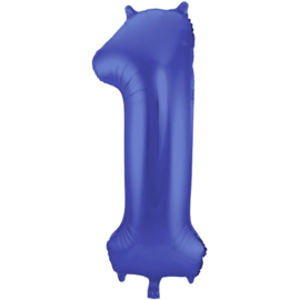 Cijfer 1 Mat Blauw - 86 cm