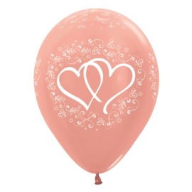 Ballon Verstrengelde harten Rosé Goud Metallic (1st)