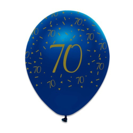 Ballonnen Navy & Gold '70' (Ø30cm, 6st)