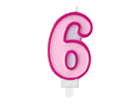 Nummerkaars roze ‘6‘ (7cm)