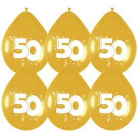 Ballonnen 50 Goud - 6 stuks