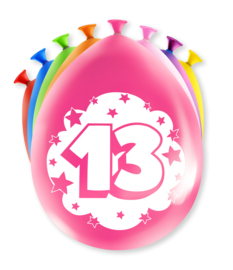 Happy party balloons - 13 jaar (8st)