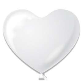 Hart ballon wit (Ø38cm, 4st)