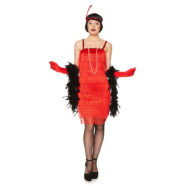 Rode Jaren 20 Flapper Charleston jurk 3-delig