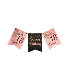 Party flag banner rosé/black - 18