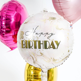 Folieballon Verjaardag Marmer Roze/Goud - 45 cm