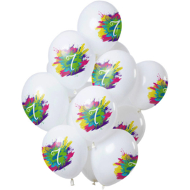 Ballonnen Color Splash 7 Jaar 30cm - 12 stuks
