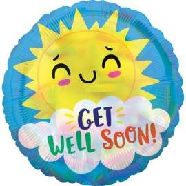 Folieballon Iridescent Get Well Happy Sun - 43 cm