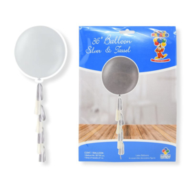 Balloon Kit 90 cm met Zilver ballon en Tassel