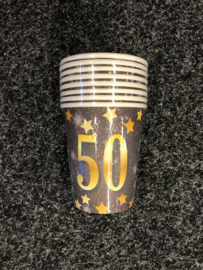 50 Jaar Party Gold Bekers - 8 stuks