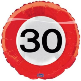 Folieballon 30 Jaar Verkeersbord 45 cm