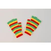 Vingerloze handschoenen rood/geel/groen smalle strepen