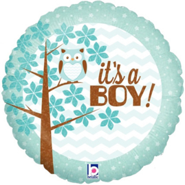 Folieballon Baby Uil "It's A Boy!" - 45 cm