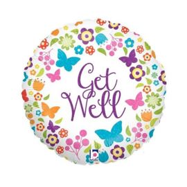 Folieballon Get Well Vlinders & Bloemen - 46 cm