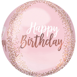 Folieballon Orbz Rose Gold Blush Birthday - 40 cm