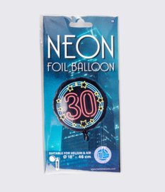 Folieballon Neon 30 Jaar - 45 cm