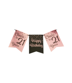 Party flag banner rosé/black - 21