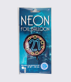 Folieballon Neon 21 Jaar - 45 cm