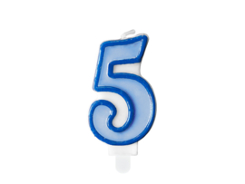 Nummerkaars blauw ‘5‘ (7cm)