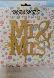 Cake Topper Mr & Mrs Goud Glitter