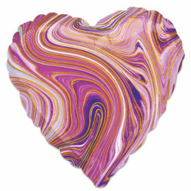 Folieballon Marblez hart paars (43cm)
