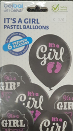 Its A Girl Pastel Ballonnen - 6 stuks 30 cm