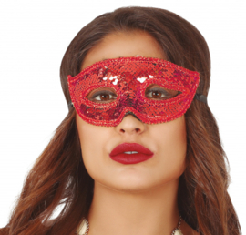 Masker Sequin dames rood one-size