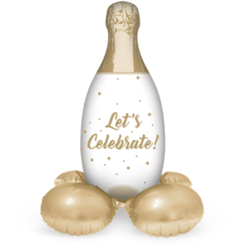 Staande Folieballon Champagnefles Celebrate - 86 cm