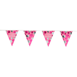 Vlaggenlijn Glossy Pink 'Happy Birthday' - 4 meter