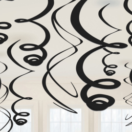 Zwarte Hangende Swirls Decoratie - 55 cm