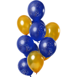 Ballonnen Elegant True Blue 18 Jaar 30cm - 12 stuks