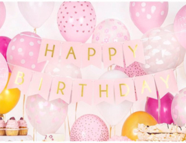 Banner Happy Birthday Light Pink