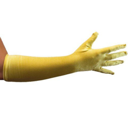 Handschoenen satijn luxe geel (40cm)