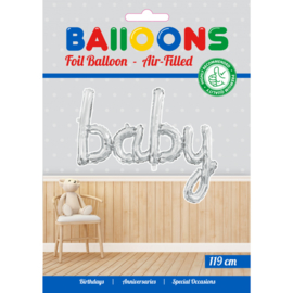 Folie Ballon Baby Zilver 119cm Leeg