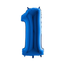 Cijfer 1 Blauw - 100 cm