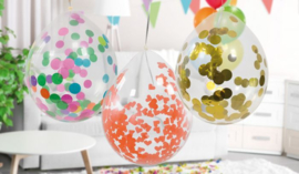Ballonnen met Rode Hartjes Confetti 30cm - 4 stuks