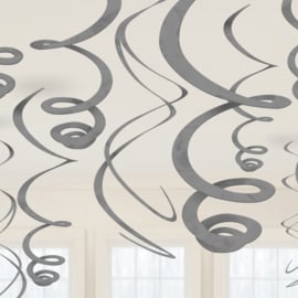 Zilveren Hangende Swirls Decoraties - 55 cm