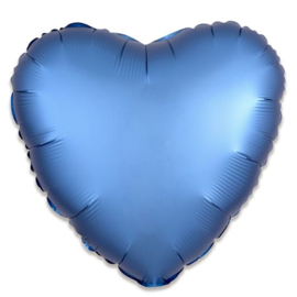 Folieballon hart satin azuurblauw - 43 cm