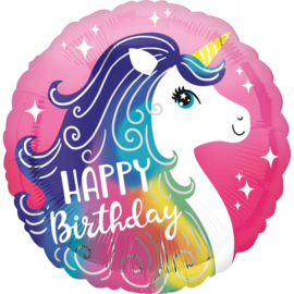 Folieballon Unicorn Happy Birthday-  43 cm