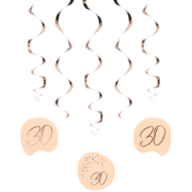 Hangdecoratie Elegant Lush Blush 30 Jaar - 5 stuks