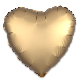 Folieballon hart satin goud - 43 cm