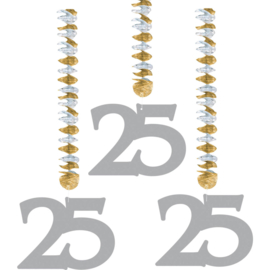 25 Jaar Zilveren Hangdecoratie - 3 stuks