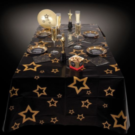 Tafelkleed zwart met gouden sterren 130 x 180 cm