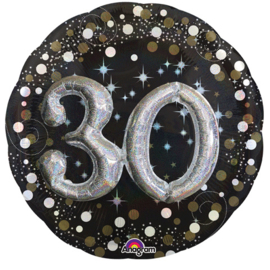 Folieballon 30 Jaar 3D Sparkling - 81 cm