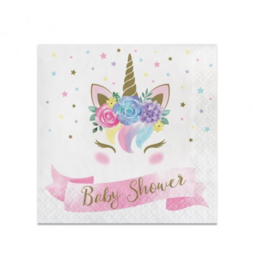 Servetten unicorn baby shower 33cm, 16stuks