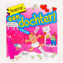 Cartoon Wenskaart Hoera Een Dochter