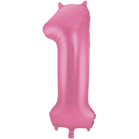 Cijfer 1 Mat Roze - 86 cm