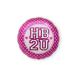 Folieballon 'HB2U' pink dots - 46 cm