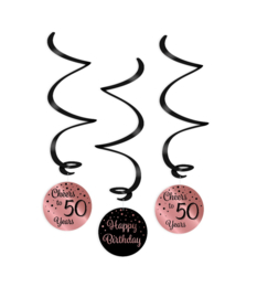 Swirl decorations rosé/black - 50